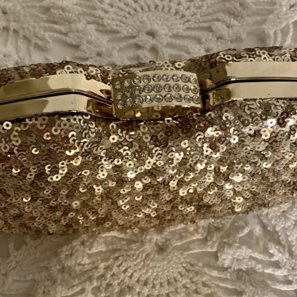 Gold sequins clutch purse